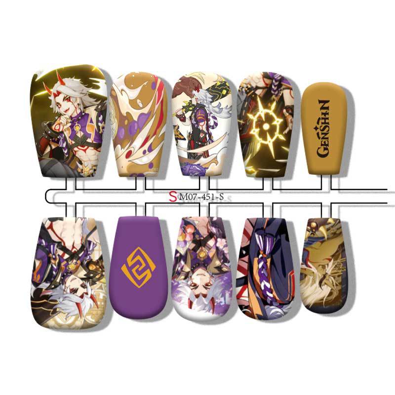 Arataki Itto anime press on nail design
