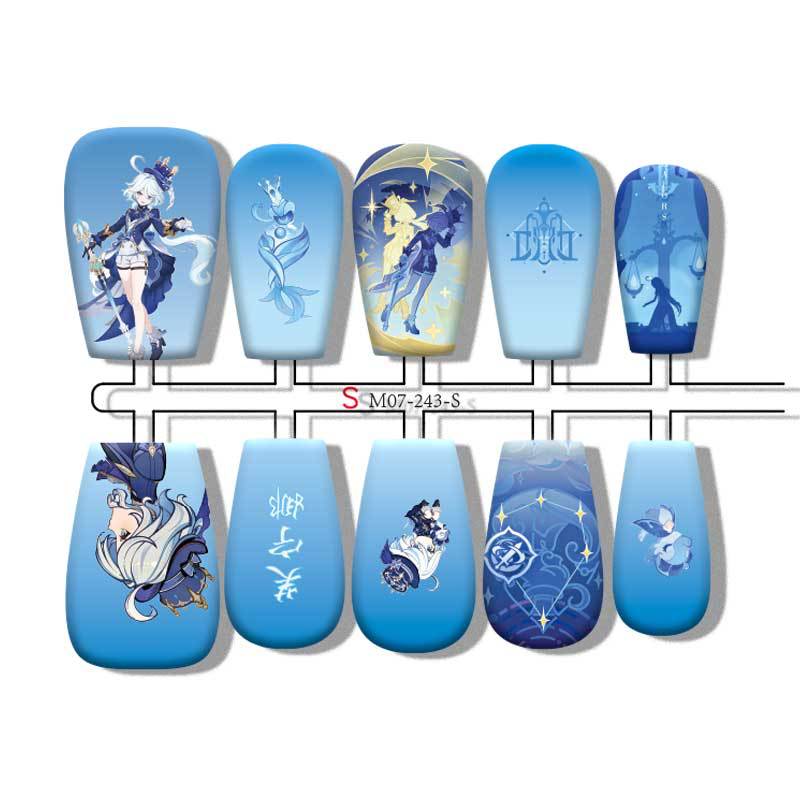 Furina anime press on nail design