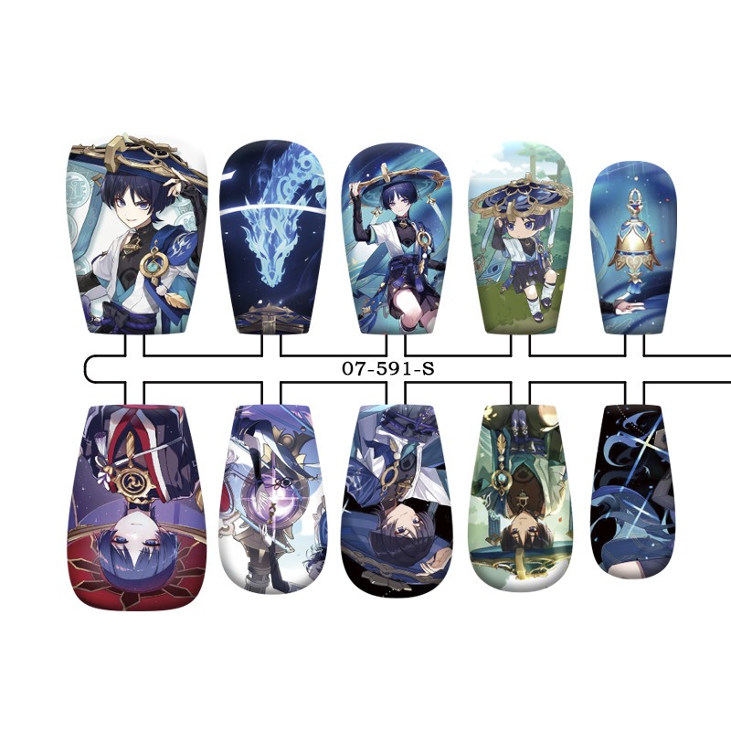 Scaramouche (Alt) anime press on nail design