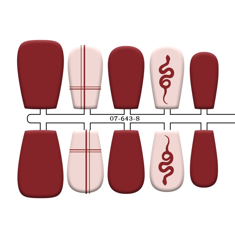 Red Snake anime press on nail design