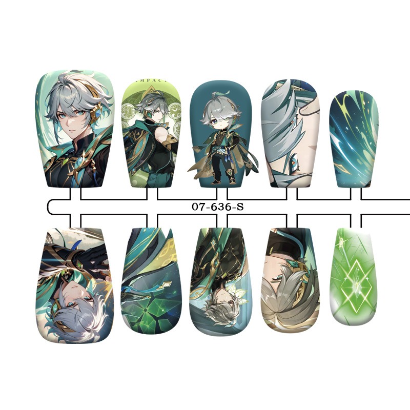 Alhaitham anime press on nail design