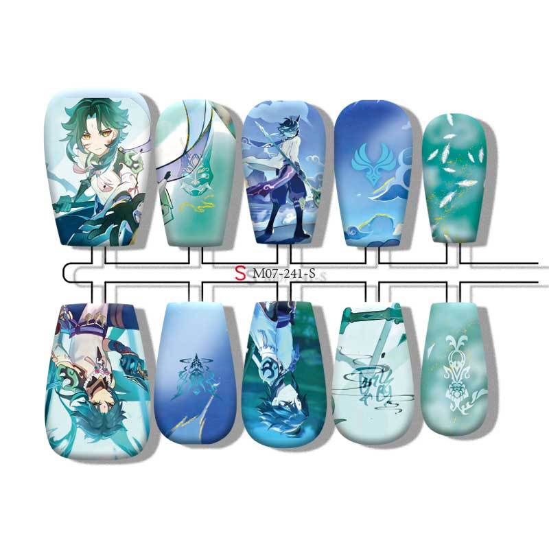 Xiao anime press on nail design