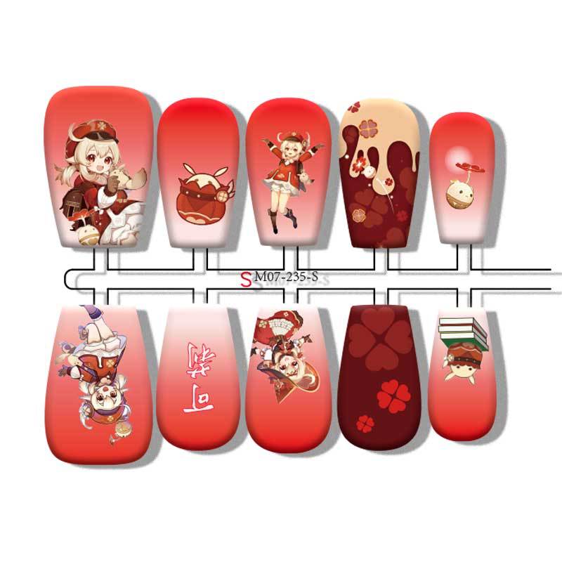 Klee anime press on nail design