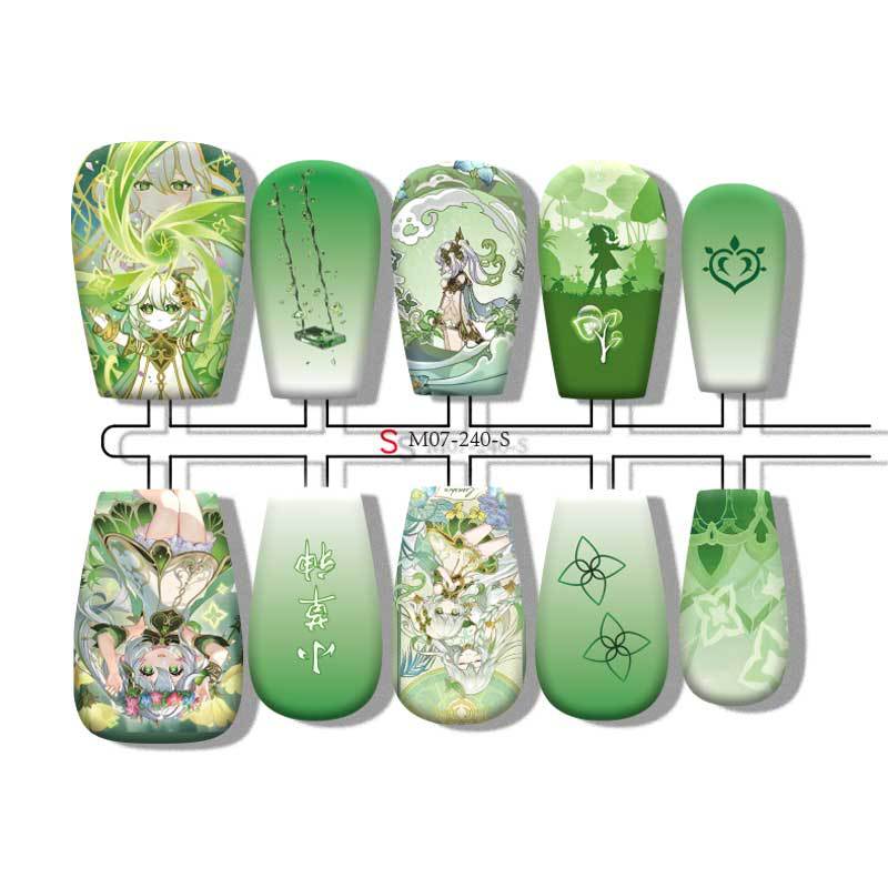 Nahida anime press on nail design