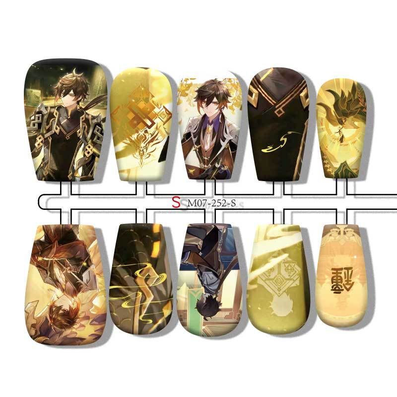 Zhongli anime press on nail design