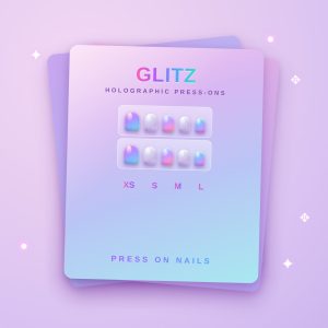 Custom Holographic Nail Display Cards - Y2K Glitter Style